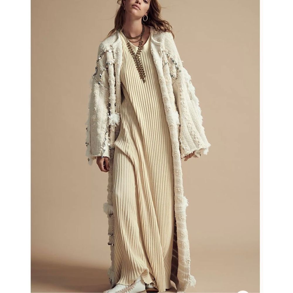 Free People Beach Walk About Maxi Dress in beige size large - Picture 7 of 11